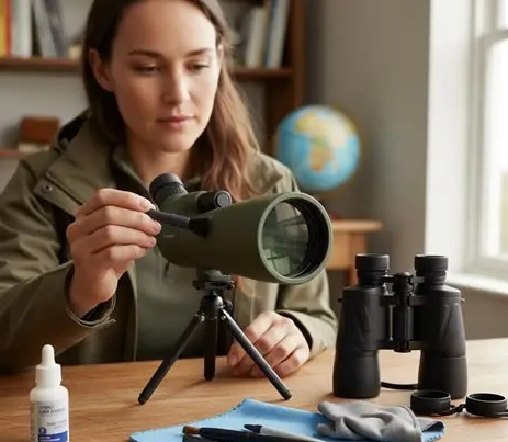 clean sticky binoculars