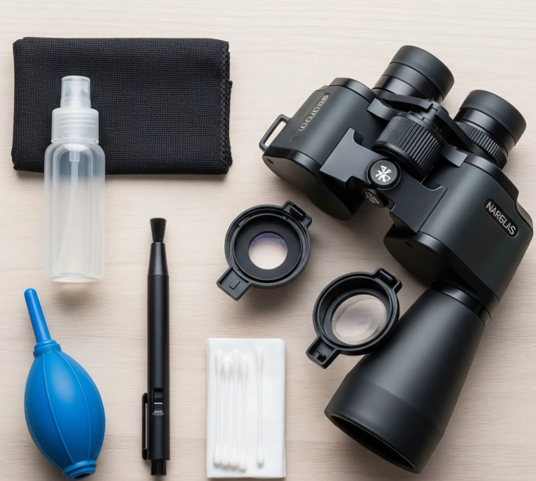 clean sticky binoculars