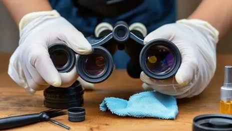 how to remove stickiness from binoculars